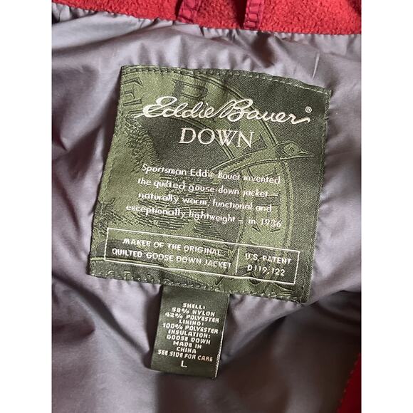 Eddie Bauer Goose Down Puffer Vest Red Mens Size L - Picture 5 of 5